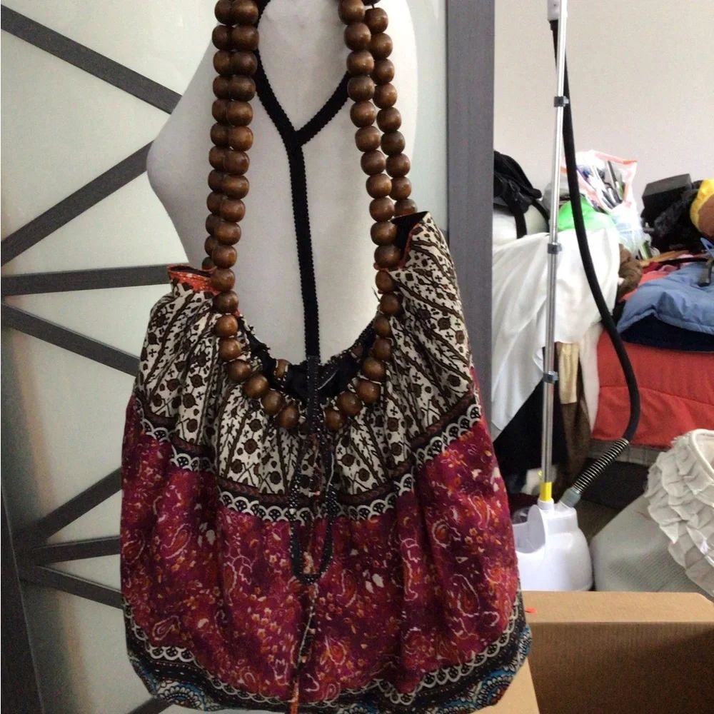 Bohemian Multicolor Beaded Handle Bag